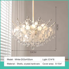 Gold Crystal Cascade Chandelier with Shell Accents