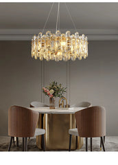 Gold Crystal Tiered Chandelier Hanging Pendant Light