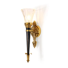 Gold Candelabra Wall Sconce Clear Glass Shade
