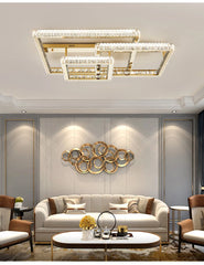 Gold Crystal Geometric Flush Mount Ceiling Light