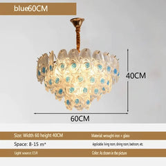 Gold Finish Chandelier with Frosted Glass Shades and Rose Bud Accents