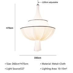 Fabric Pleated Tiered Pendant Light