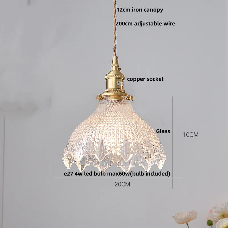 Decorative pendant light with labeled parts on a gray background