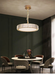 Modern Gold Crystal Oval Chandelier with Integrated LED