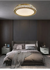 Modern Gold Crystal Oval Chandelier with Integrated LED