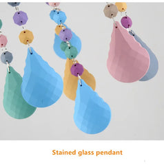 Macaron Crystal Chandelier Pastel Floral Semi-Flush Ceiling Light
