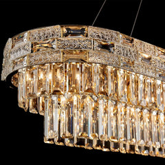 Gold Crystal Tiered Ring Chandelier with Rectangular Faceted Gems