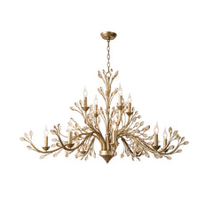 Brushed Gold Crystal Floral Chandelier Light Fixture