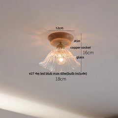 Ceiling light fixture with measurements on a plain background