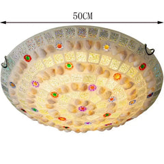 Mosaic Shell and Colored Glass Flush Mount Ceiling Light Fixture