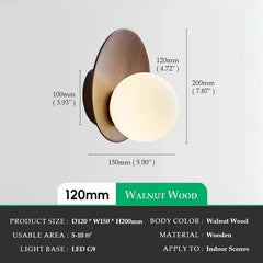 Modern Wood Arc Sconce with Frosted Glass Globe Shade
