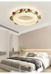 White Flower Ring Semi-Flush Ceiling Light LED