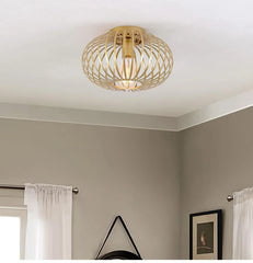 Brushed Open Cage Semi-Flush Mount Ceiling Light Fixture
