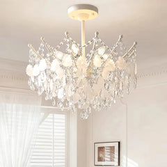 Gold Crystal Cascade Chandelier with Shell Accents