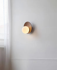 Modern Wood Arc Sconce with Frosted Glass Globe Shade