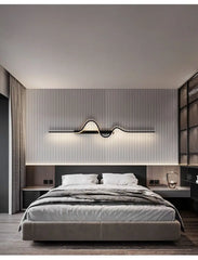 Modern Gold Finish Wave Sconce with Minimalist Metal Frame