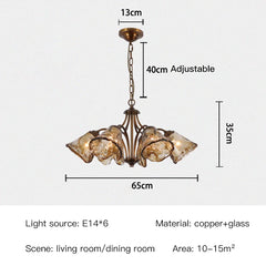 Smoked Glass Floral Chandelier Chain Pendant Light