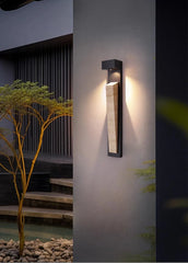 Modern Black Sconce with Natural Stone Accent and Up/Down Light