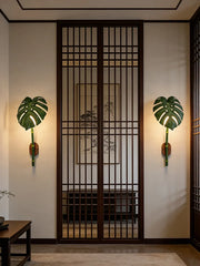 Green Leaf Bamboo Wall Sconce Outdoor Waterproof