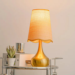 Gold Base Crystal Ball Table Lamp with Textured Orange Shade