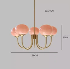 Gold Globe Cluster Pendant Light with Pink Glass Shades