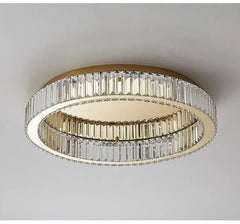 Gold Ring Crystal Ceiling Chandelier Flush Mount Light