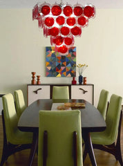 Red Glass Cascading Chandelier Tiered Pendant Light