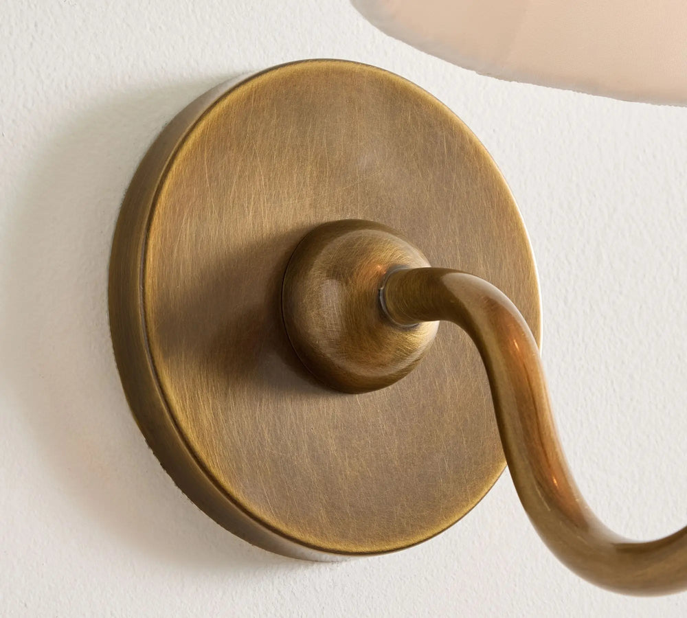 Brass door handle on a white door