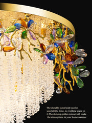 Colorful chandelier with decorative elements on a black background