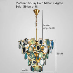 Gold Branch Sputnik Chandelier with Blue Agate Slices