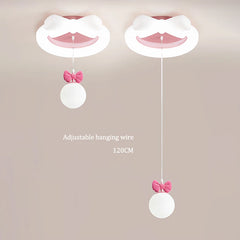 White Pink Bow Ceiling Light Flush Mount Children's Room Light