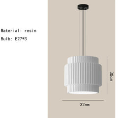 Tiered Fluted Ceramic Drum Pendant Light with Warm Inner Glow