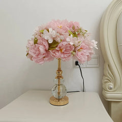 Gold Crystal Floral Table Lamp with Crystal Base