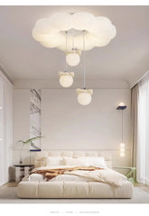 White Cloud Semi-Flush Ceiling Light with Pink Butterflies