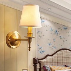Polished Copper Ring Chandelier with Fabric Shades
