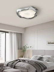 Chrome Wave Flowing Organic Shape Flush Mount Ceiling Light Fixture