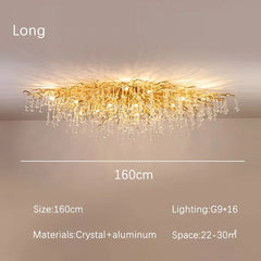 Gold Crystal Cascade Chandelier Surface Mount Light