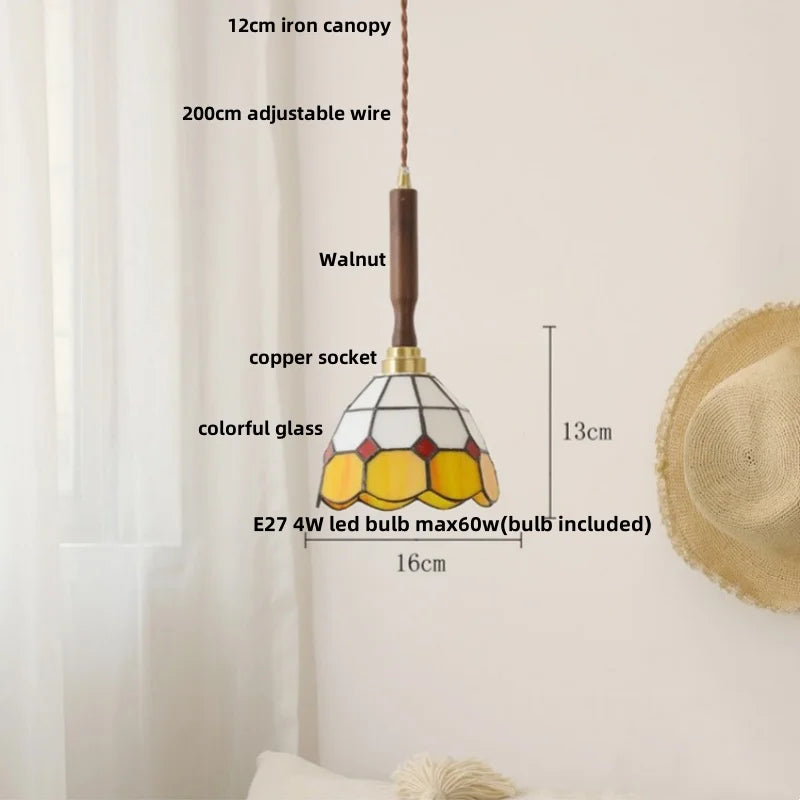 Pendant light with labeled components on a neutral background