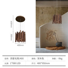 Modern Wood Stick Chandelier Light Fixture with Natural Wood Accents