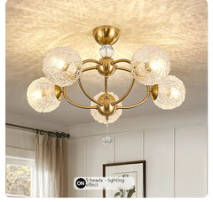 Polished Gold 8-Light Globe Chandelier with Crystal Accents