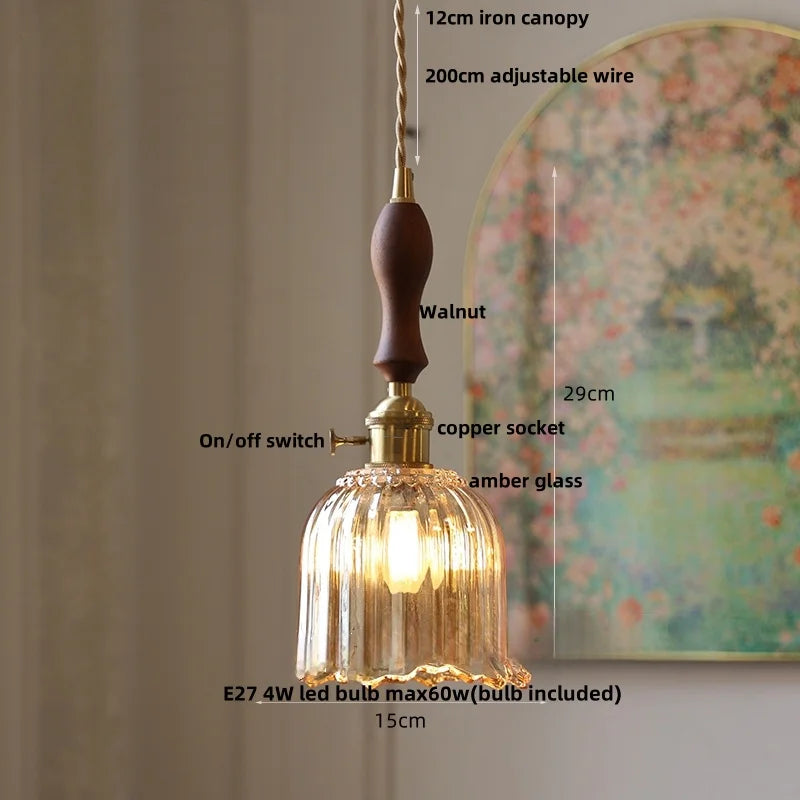 Pendant light with labeled parts on a neutral background
