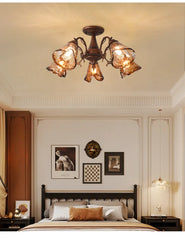 Brushed Bronze Floral Semi-Flush Mount Ceiling Light