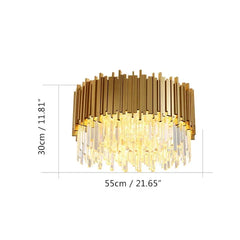 Tiered Crystal Chandelier with Black Accents and Gold Finish
