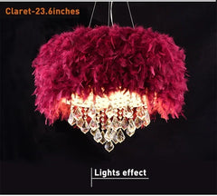 Feather Crystal Chandelier – Modern LED Pendant Light for Bedroom & Living Room