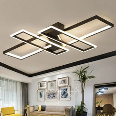 Modern Black Geometric Rectangular Flush Mount Ceiling Light Fixture