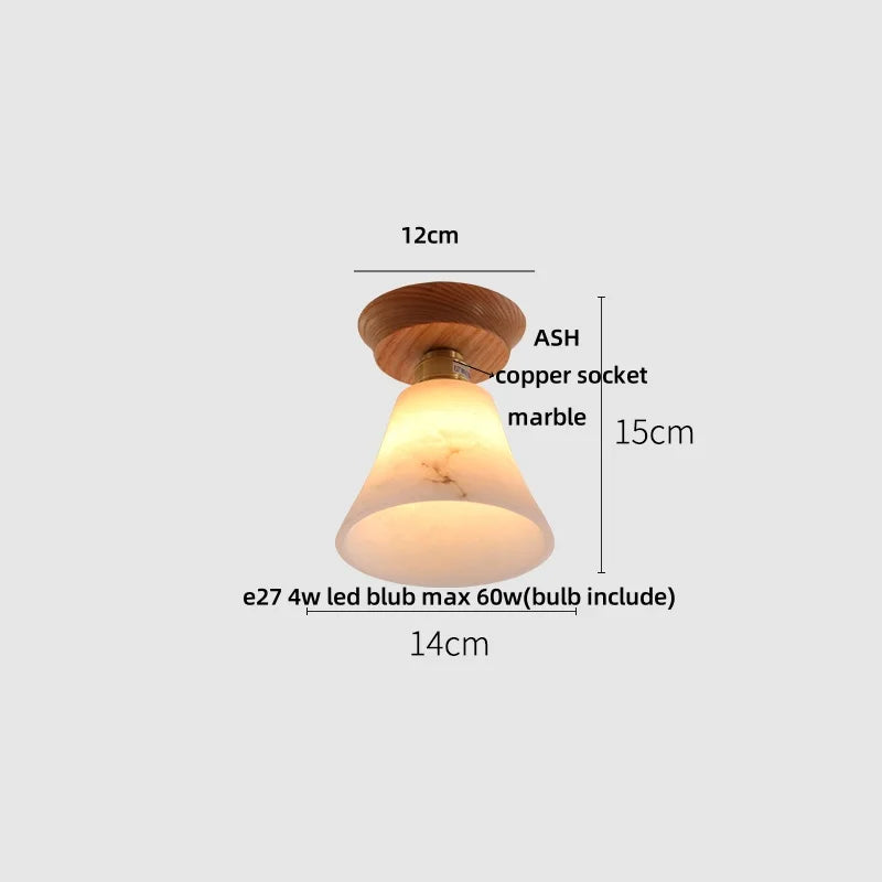 Light fixture with dimensions labeled on a white background