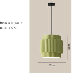 Tiered Fluted Ceramic Drum Pendant Light with Warm Inner Glow