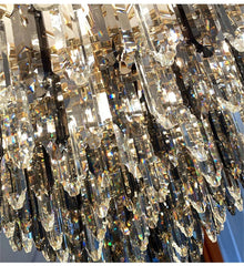Crystal Waterfall Pendant Lighting Fixture with Gold Faceted Accents