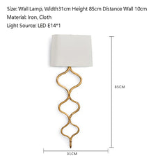 Gold Arabesque Link Wall Sconce with White Linen Shade