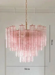 Tiered Frosted Glass Tube Chandelier Semi-Flush Mount Light